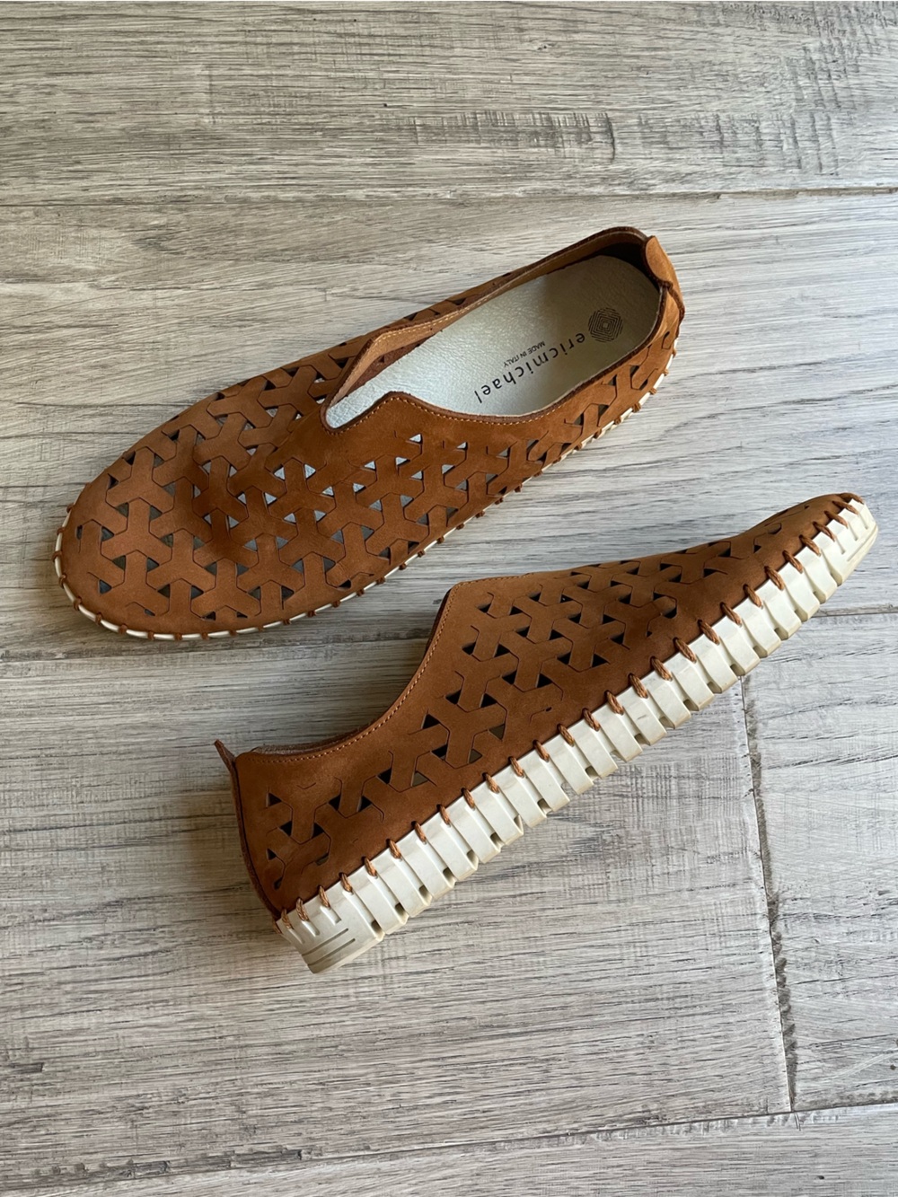 Eric Michael Inez Sneaker In Cognac/Brown
Leather Slip On Coastal Grandma SZ 38